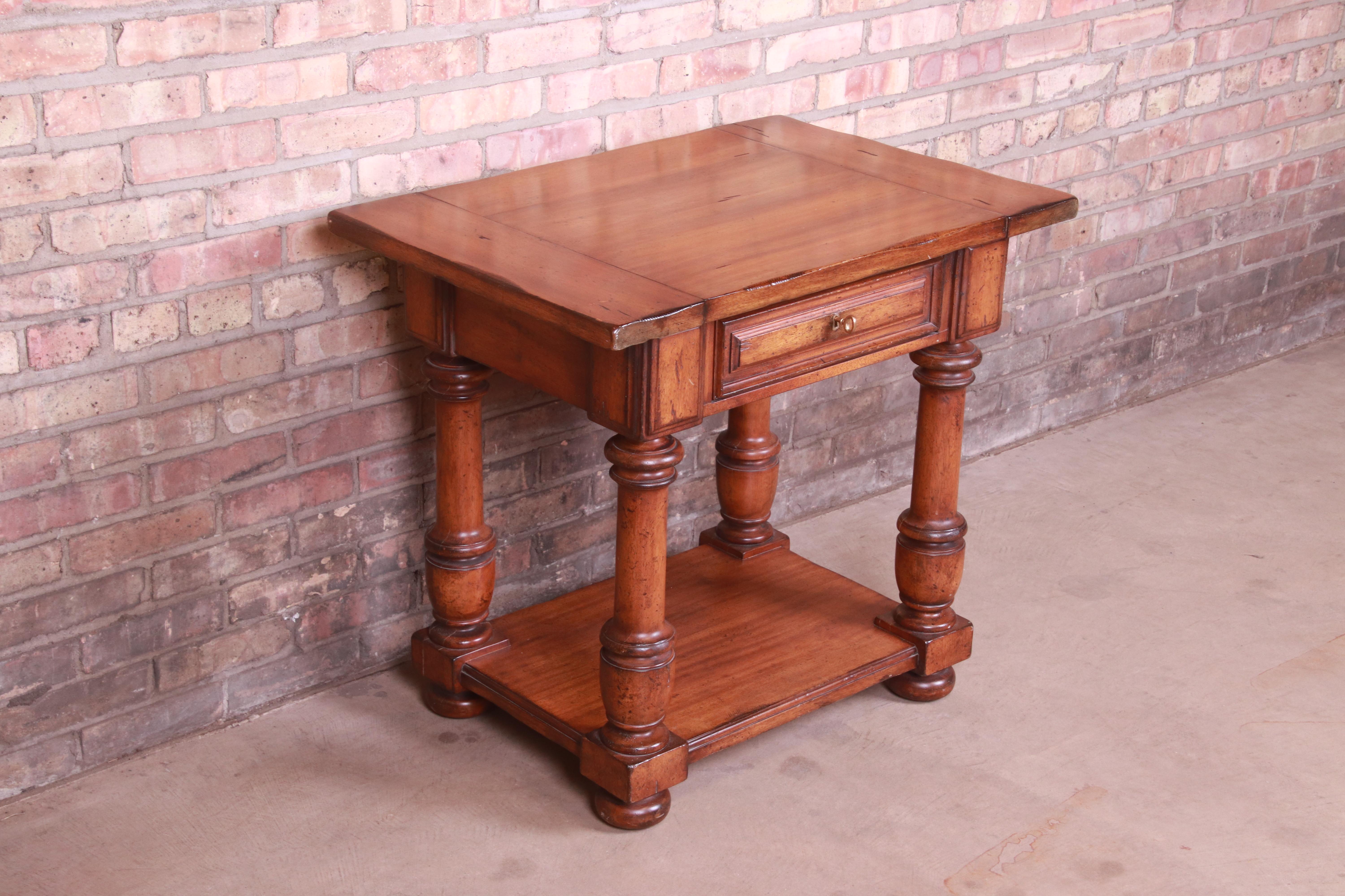 Ralph Lauren Carved Walnut Nightstand or Side Table In Good Condition In South Bend, IN