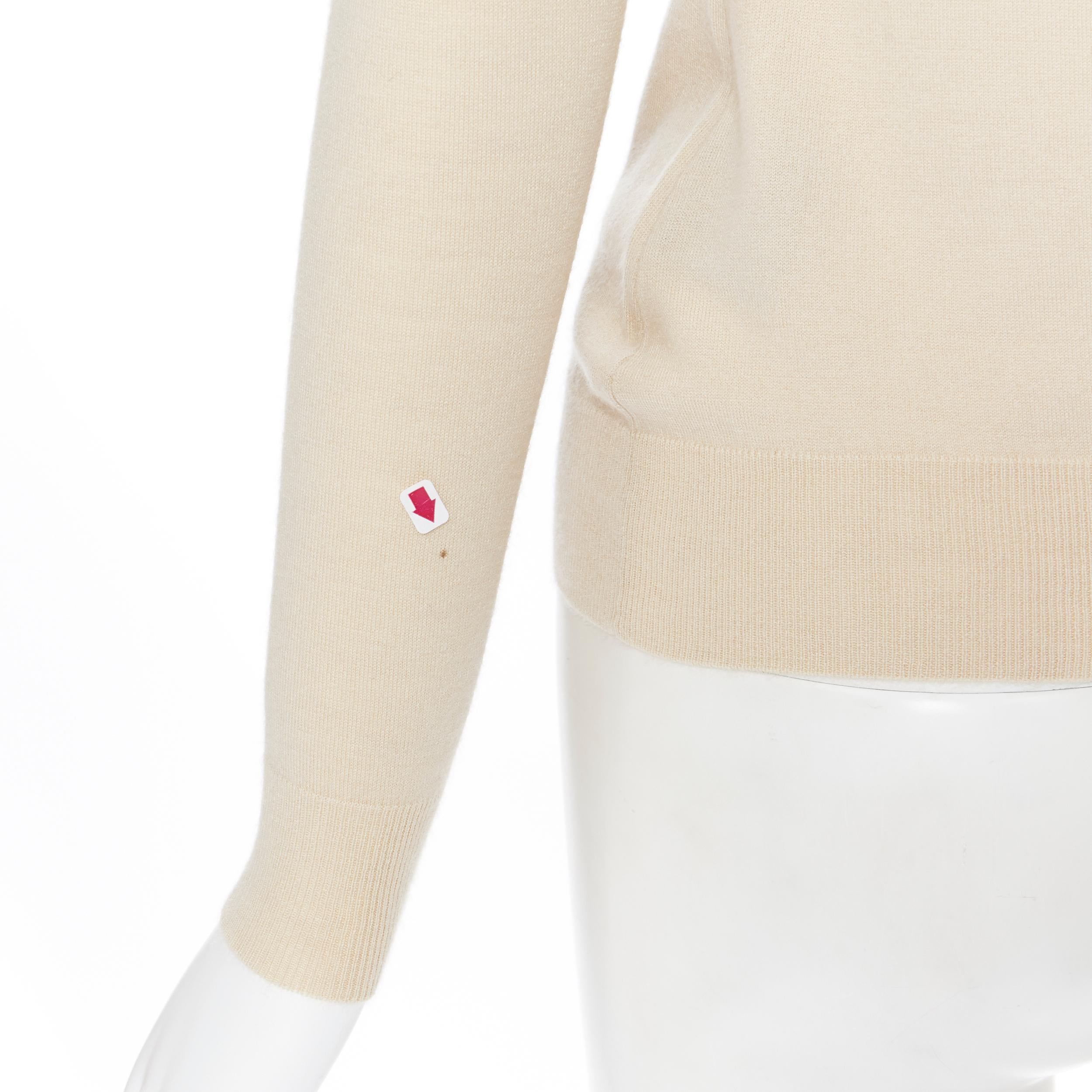 RALPH LAUREN cashmere blend tan beige long sleeve slim fit sweater top XS 1