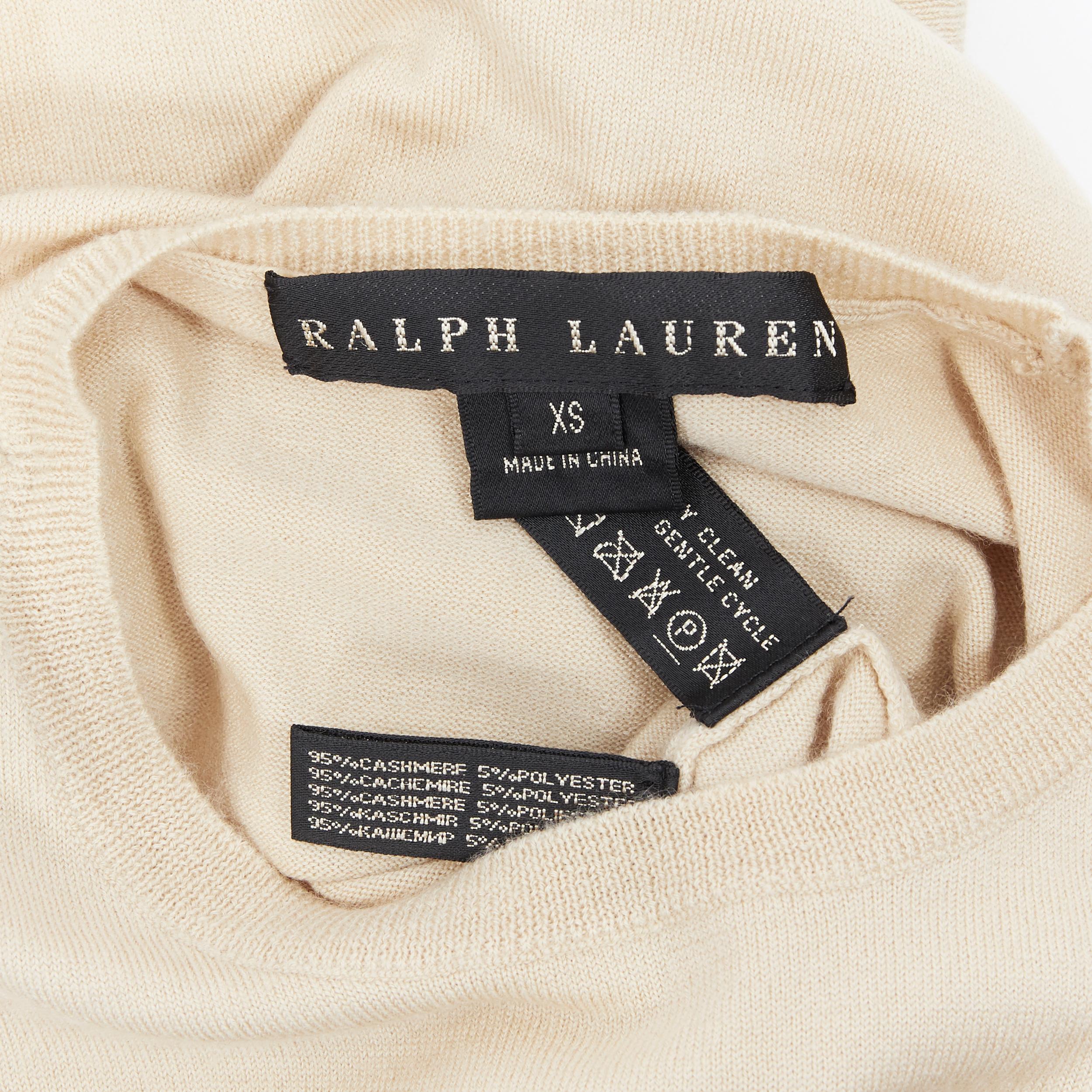 RALPH LAUREN cashmere blend tan beige long sleeve slim fit sweater top XS 2