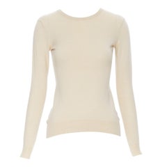RALPH LAUREN cashmere blend tan beige long sleeve slim fit sweater top XS