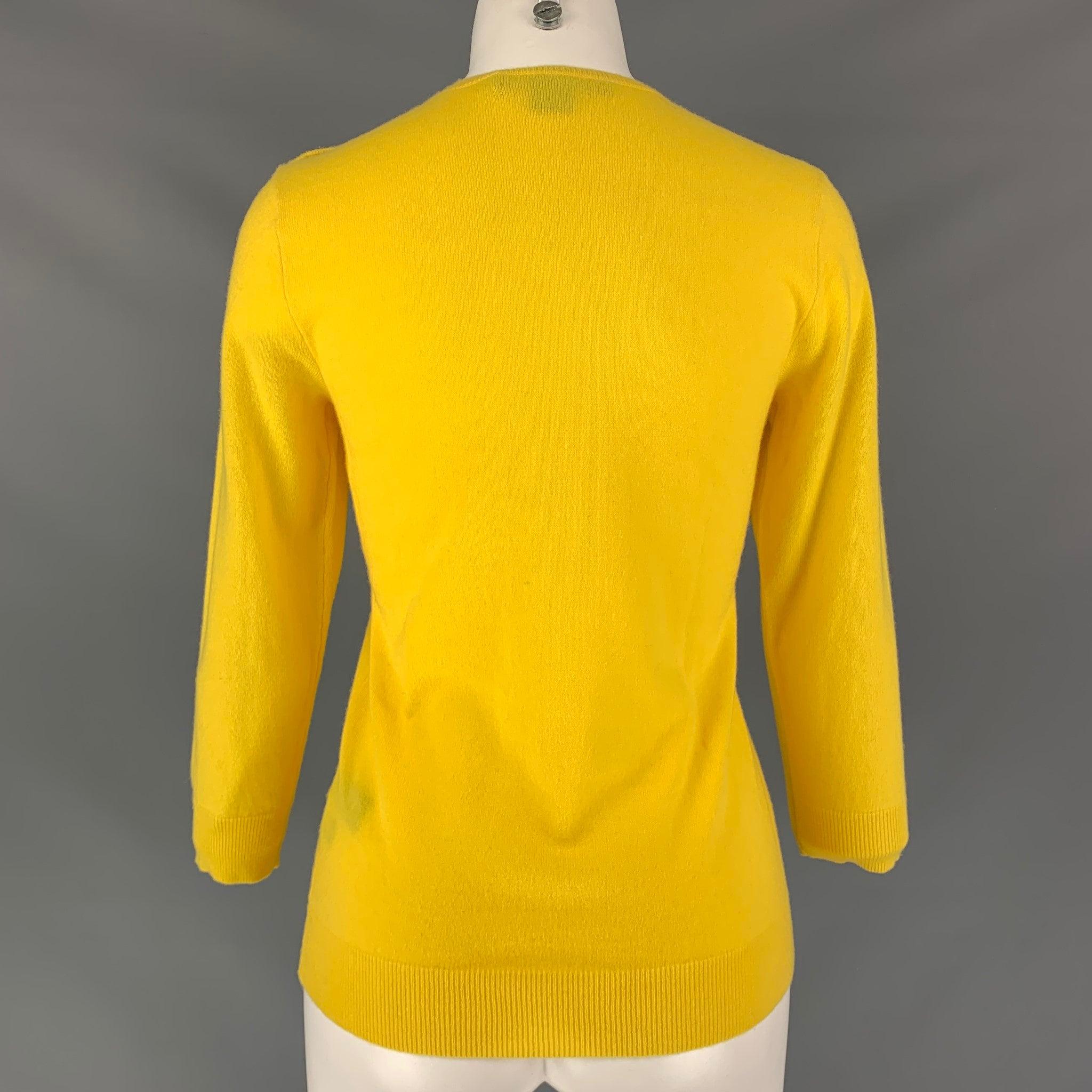 RALPH LAUREN Cashmere Knitted Size M Yellow Pullover In Excellent Condition For Sale In San Francisco, CA