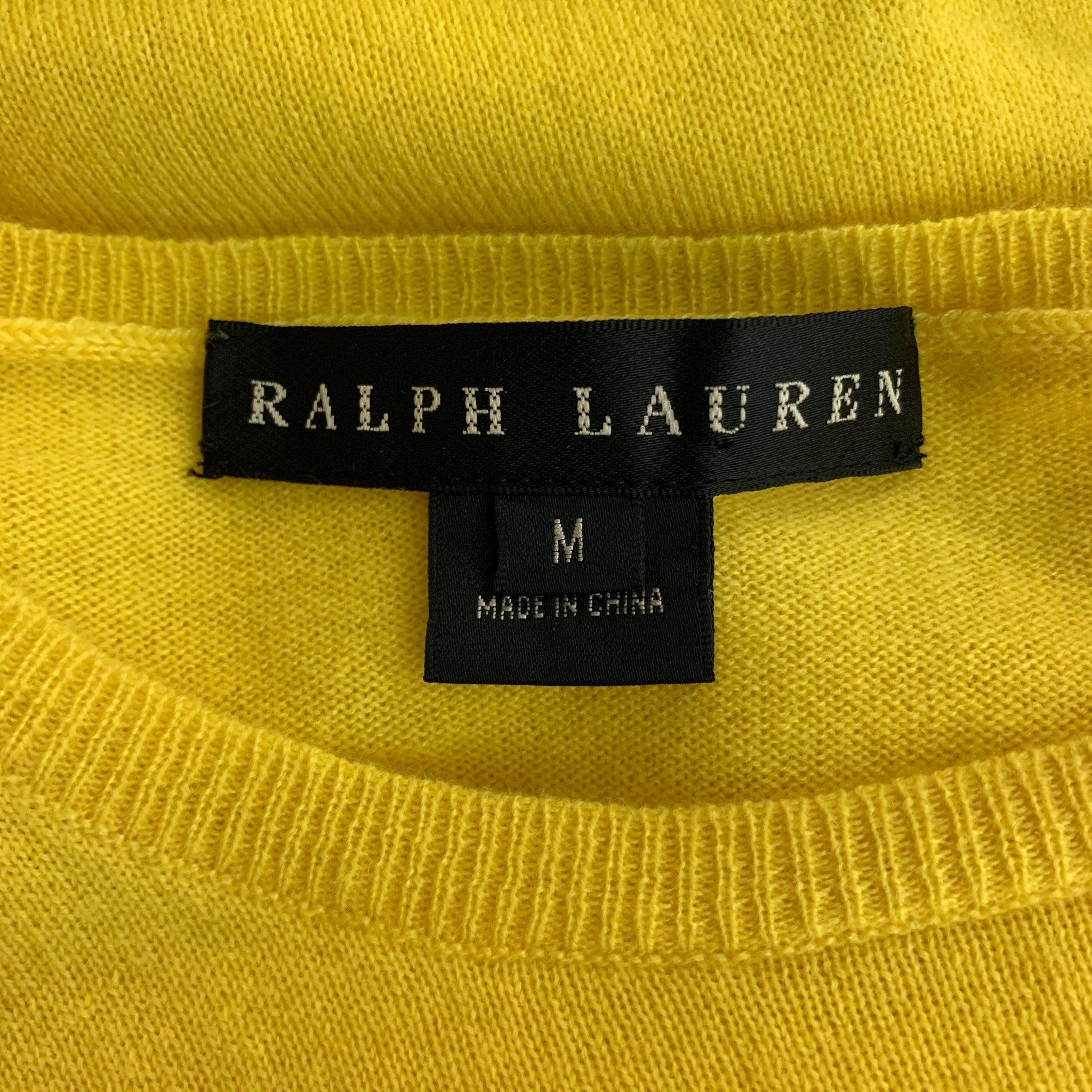 Women's RALPH LAUREN Cashmere Knitted Size M Yellow Pullover For Sale