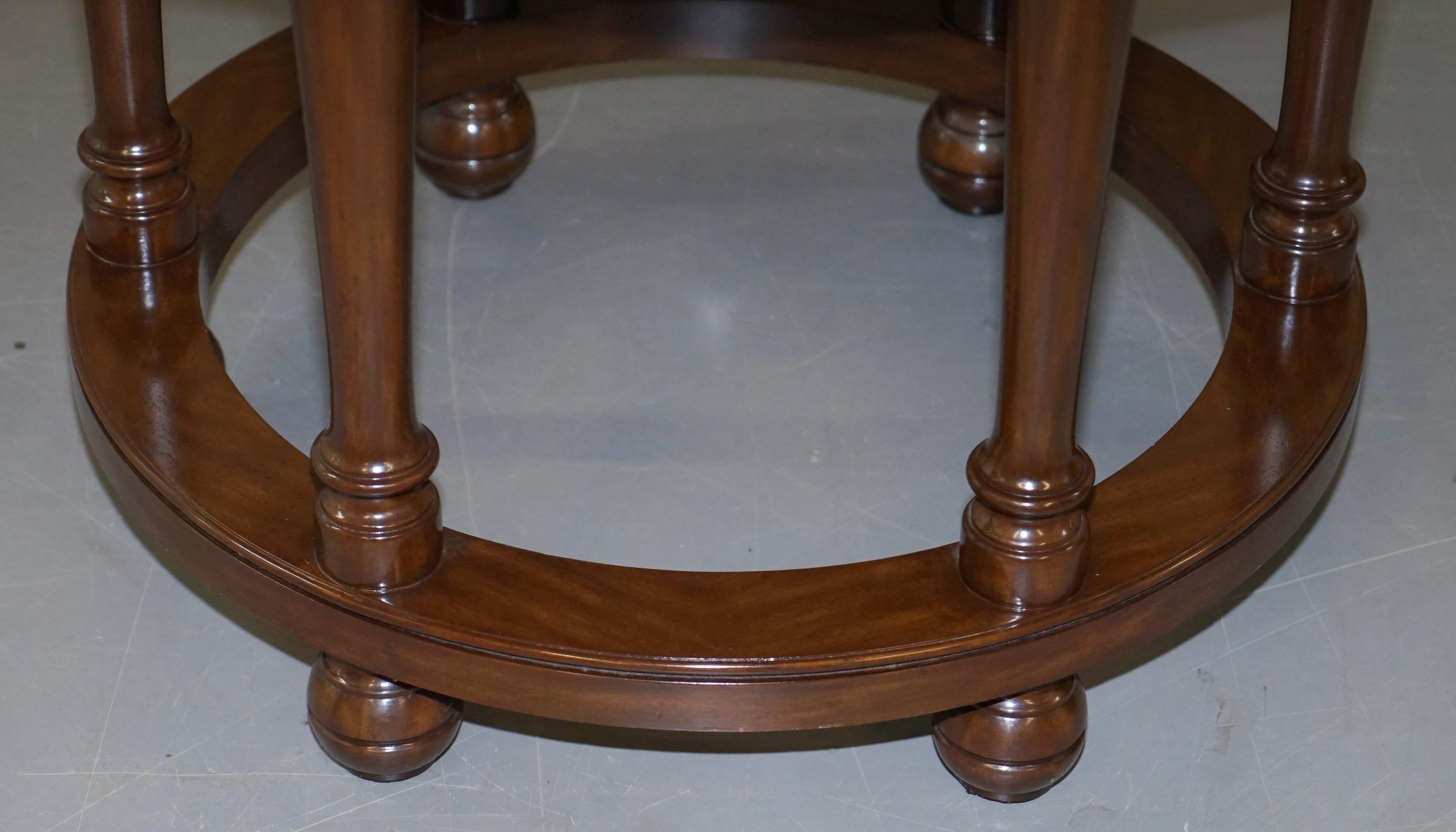 Ralph Lauren Centre Occasional Center Small Dining Table Brown Leather Stitched For Sale 4