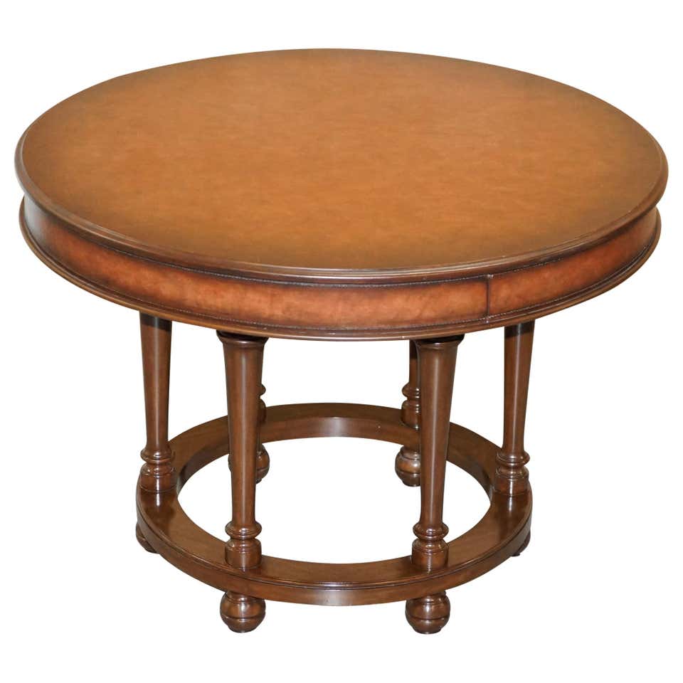 Ralph Lauren Regency Flamed Mahogany Drum Round Pedestal Library Table ...