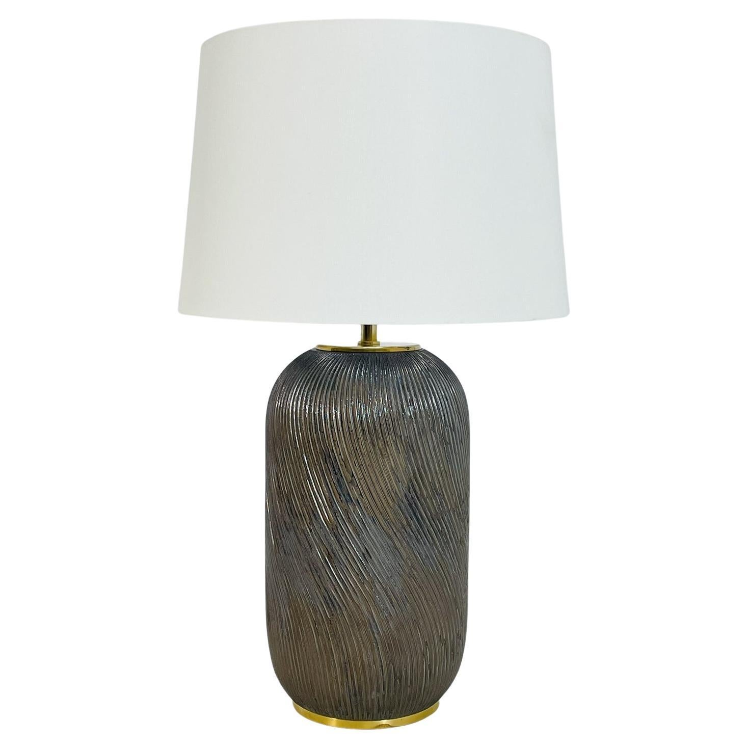 Ralph Lauren Ceramic Table Lamp with Brass Accents & White Shade
