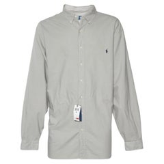 Ralph Lauren Chalk Graues Hemd aus Baumwolle mit Knopfleiste vorne 3XL