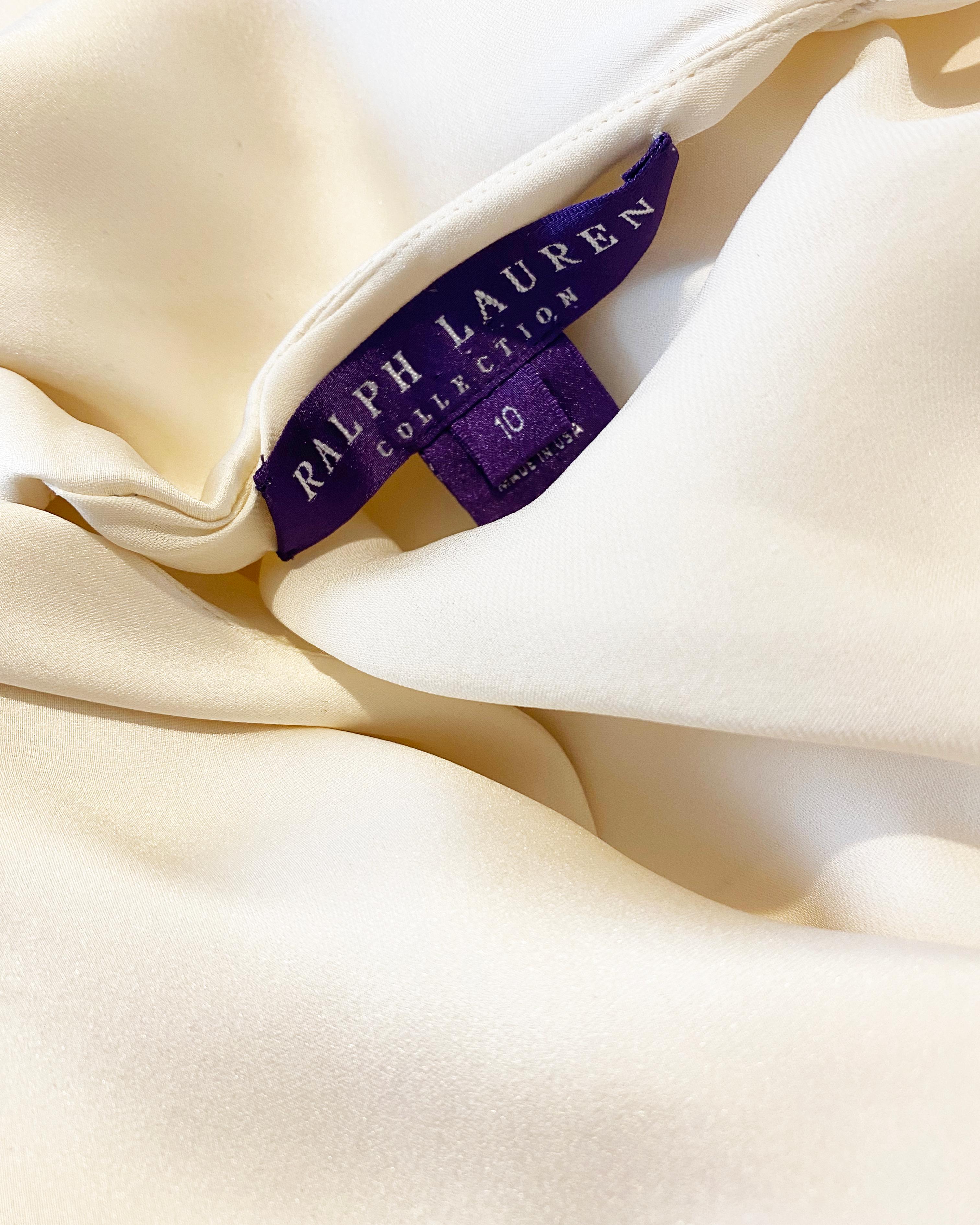 Ralph Lauren champagne bias cut backless silk slip style gown robe dos nu en vente 14
