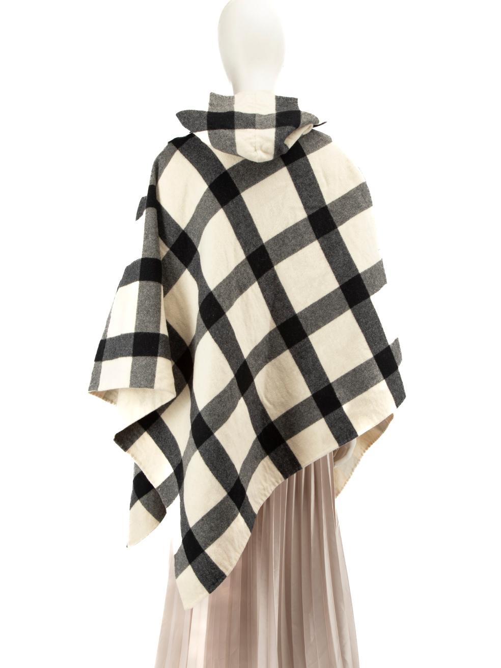 Beige Ralph Lauren Check Print Cashmere Buckled Cape Size S