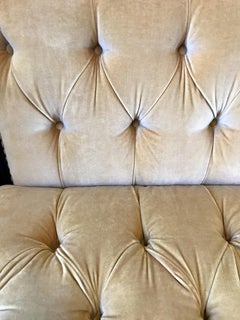 Ralph Lauren Chesterfield Velvet Tufted Mahogany Settee Loveseat Sofa