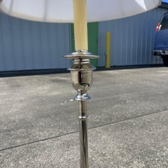 Ralph Lauren Chrome Candlestick Table Lamps, a Pair