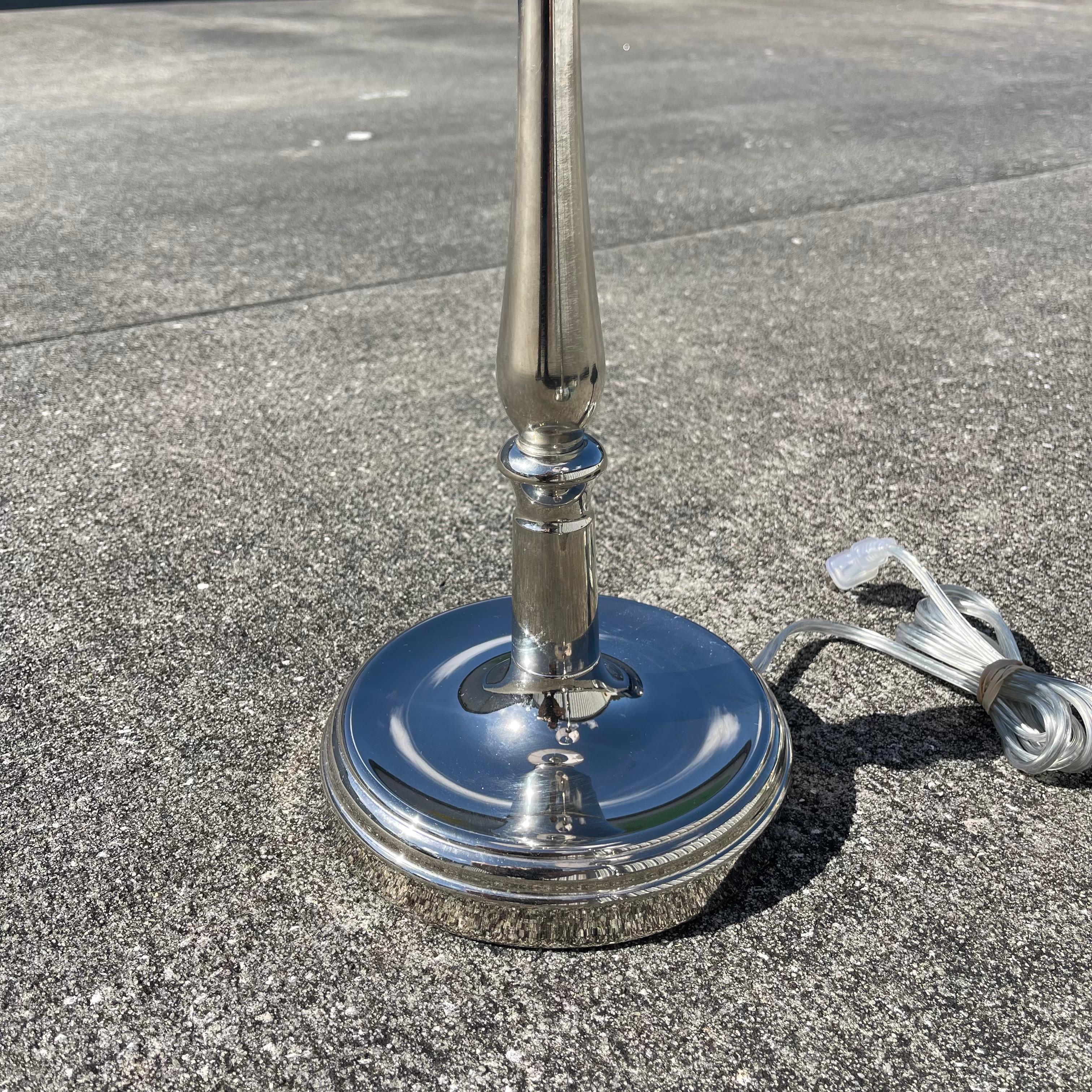 Ralph Lauren Chrome Candlestick Table Lamps, a Pair 1