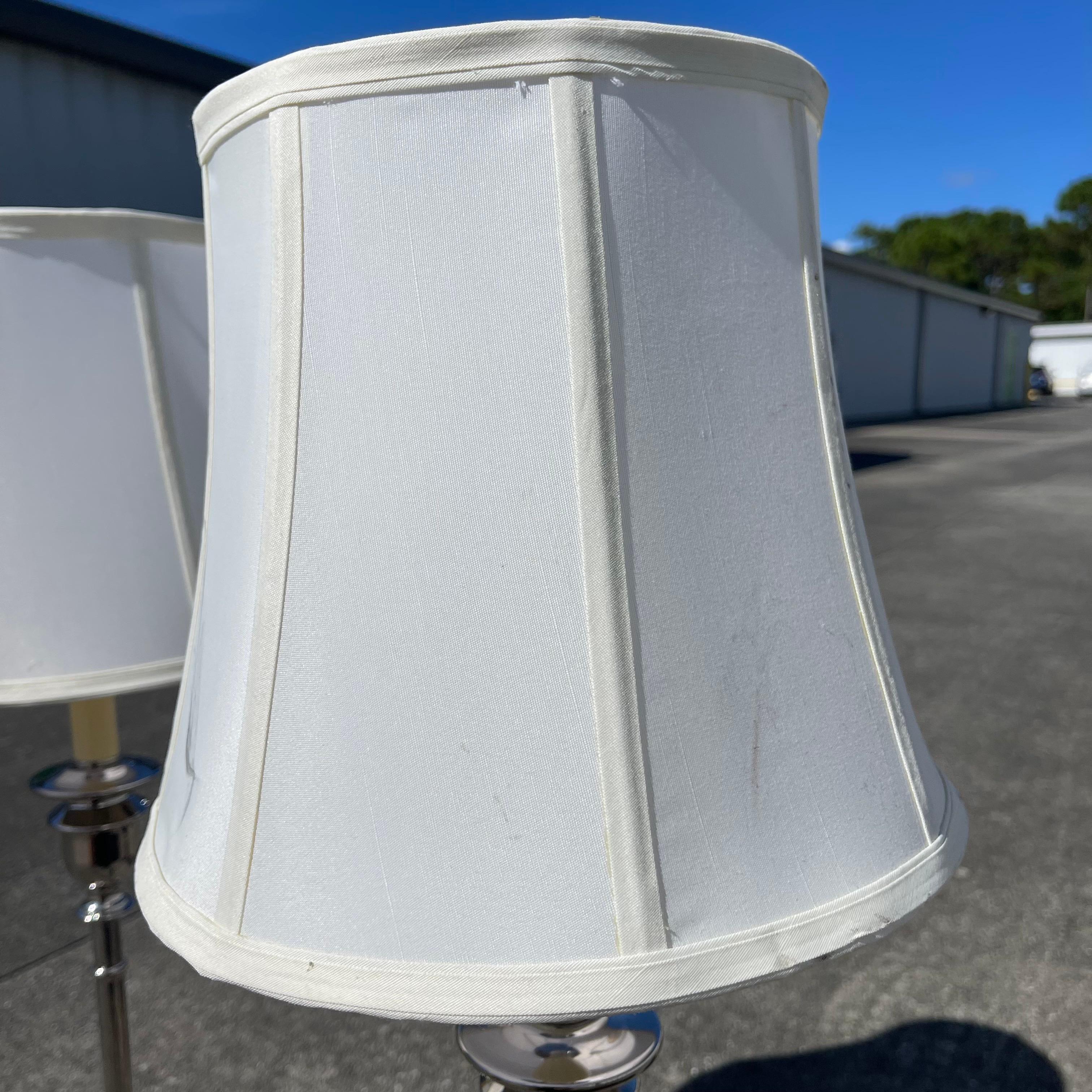 Ralph Lauren Chrome Candlestick Table Lamps, a Pair 4