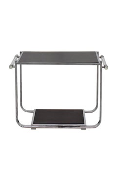 Ralph Lauren Chrome & Lucite Modern Wood Bar Tea Table