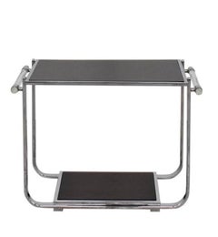 Ralph Lauren Chrome & Lucite Modern Wood Bar Tea Table