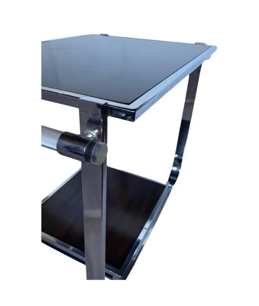 Ralph Lauren Chrome & Lucite Modern Wood Bar Tea Table For Sale 2