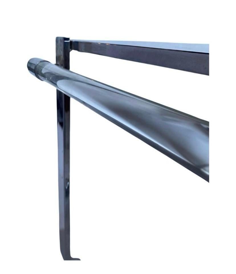 Ralph Lauren Chrome & Lucite Modern Wood Bar Tea Table For Sale 3