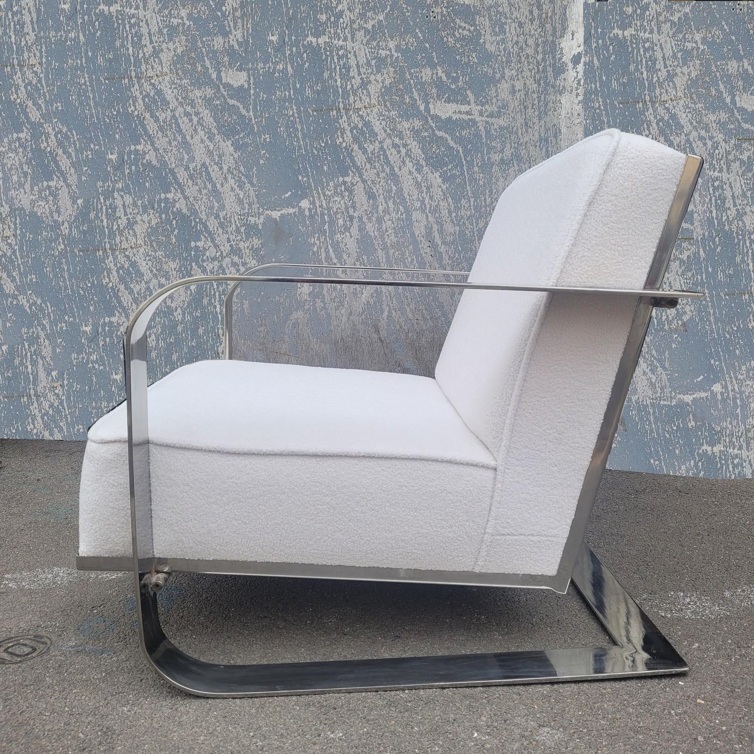 Art Deco Ralph Lauren, Chrome-plated Metal Armchair, 20th Century For Sale