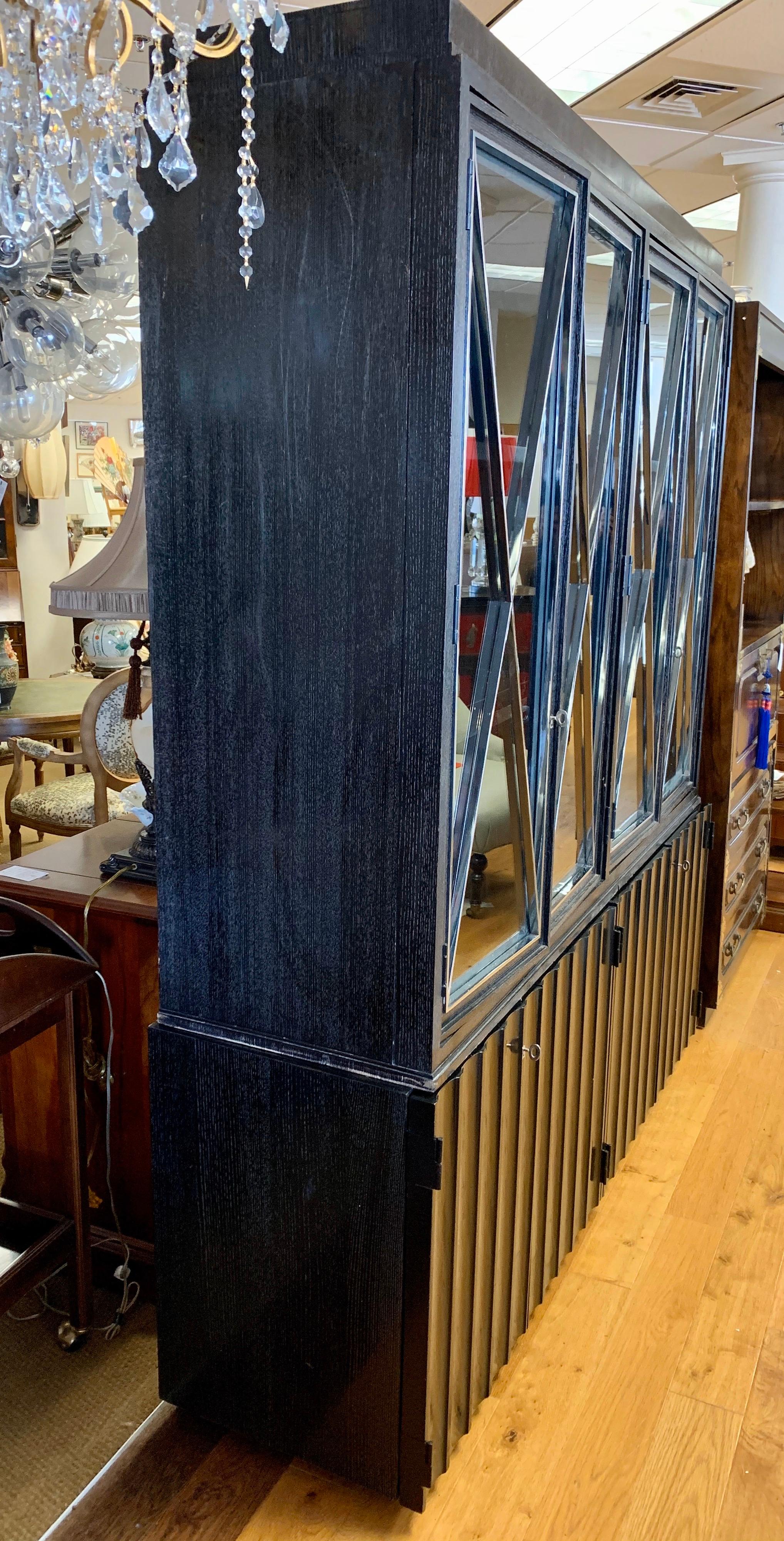Ralph Lauren Chrome X Glass Breakfront Cabinet Sideboard with Scalloped Doors 4