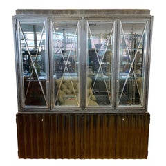 Ralph Lauren Chrome X Glass Breakfront Cabinet Sideboard with Scalloped Doors