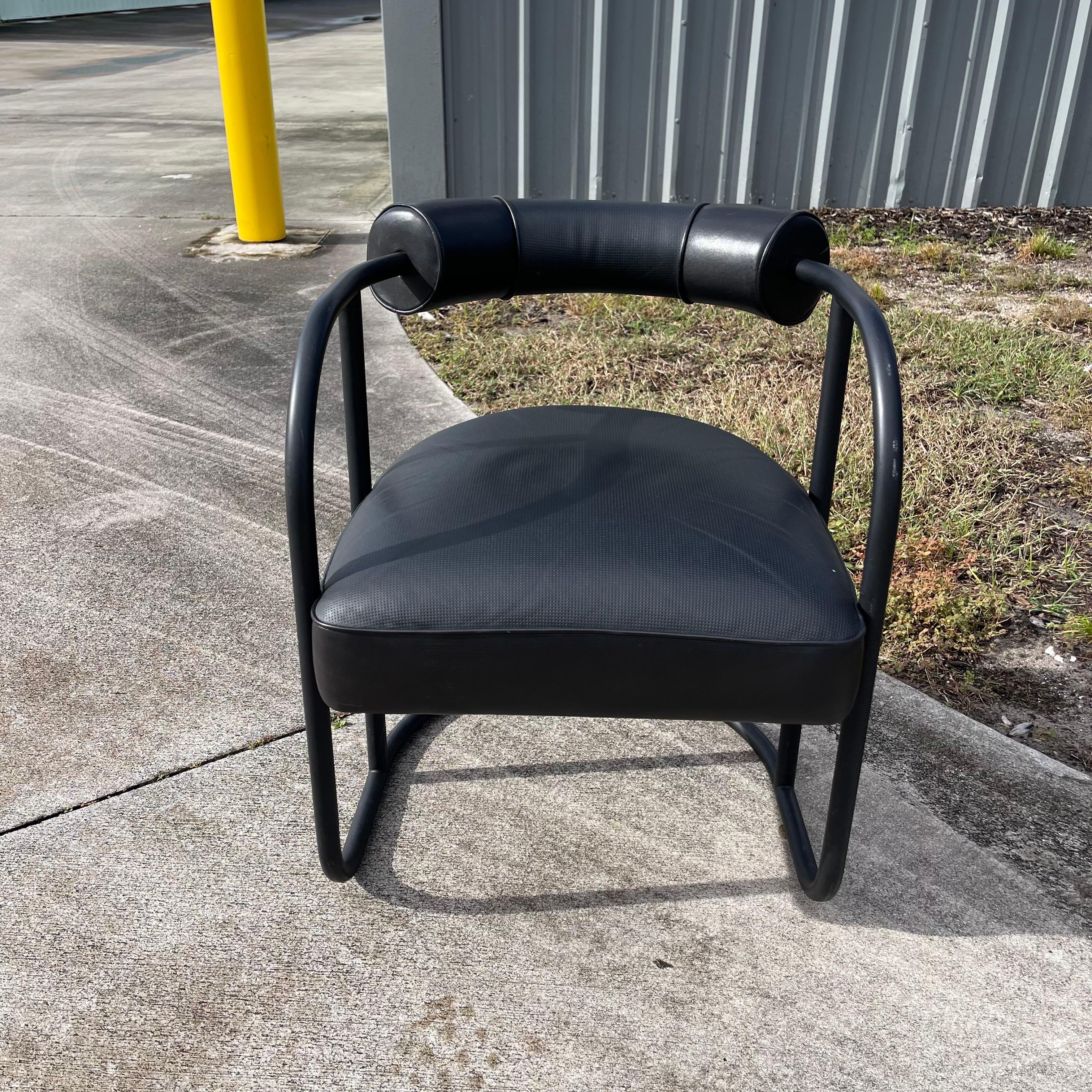 Ralph Lauren “City Modern Armchair” Bauhaus Style Tubular Leather Chair In Good Condition For Sale In Jensen Beach, FL