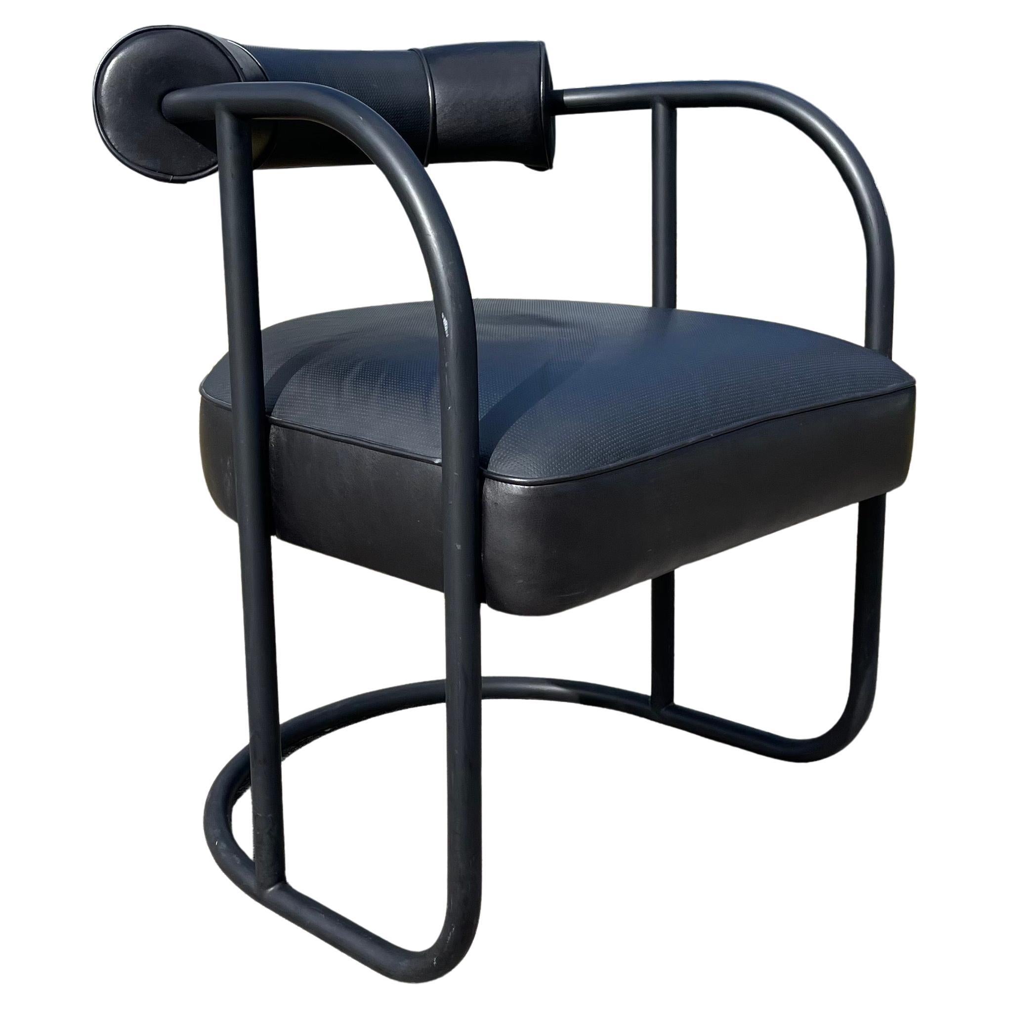 Ralph Lauren “City Modern Armchair” Bauhaus Style Tubular Leather Chair