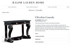 RALPH LAUREN CLIVEDON AMERiCAN HARDWOOD MACASSAR & MARBLE CONSOLE TABLE
