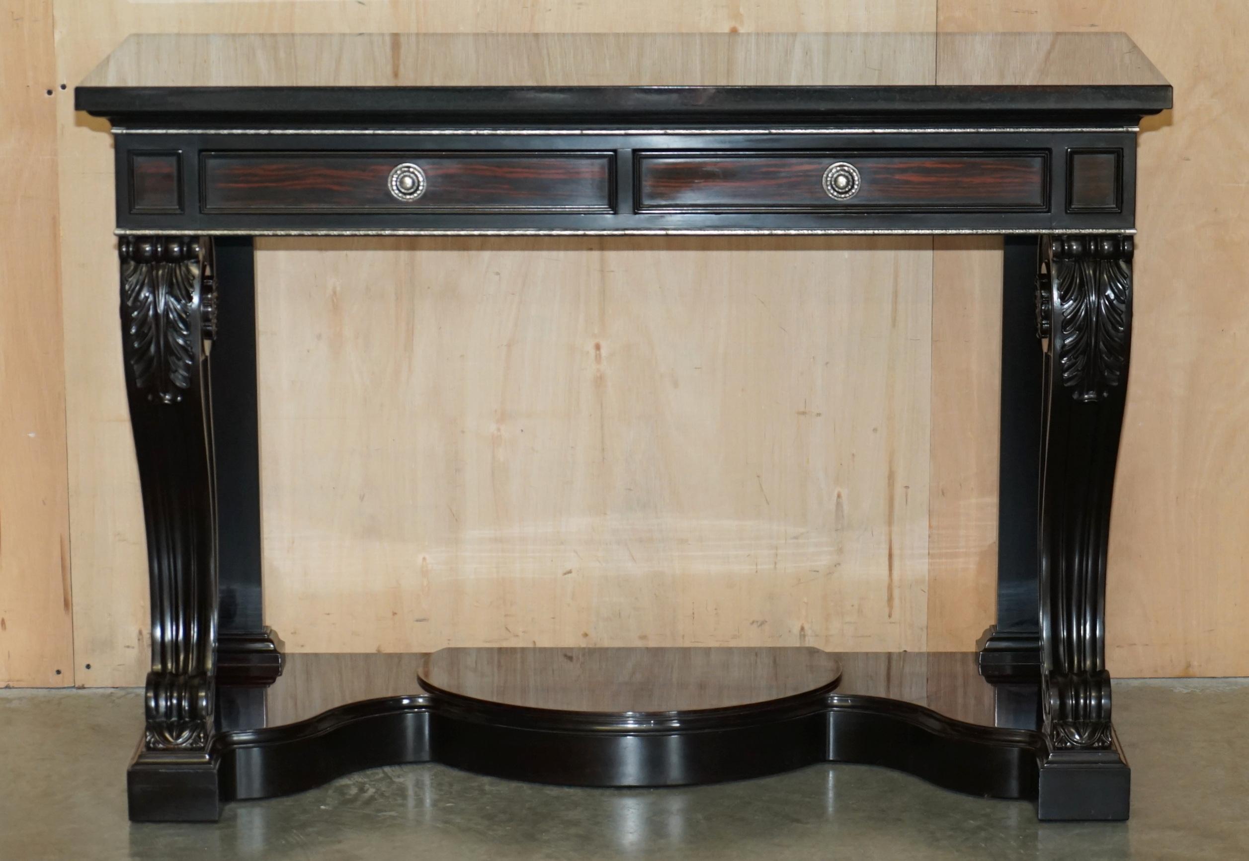 American RALPH LAUREN CLIVEDON AMERiCAN HARDWOOD MACASSAR & MARBLE CONSOLE TABLE For Sale