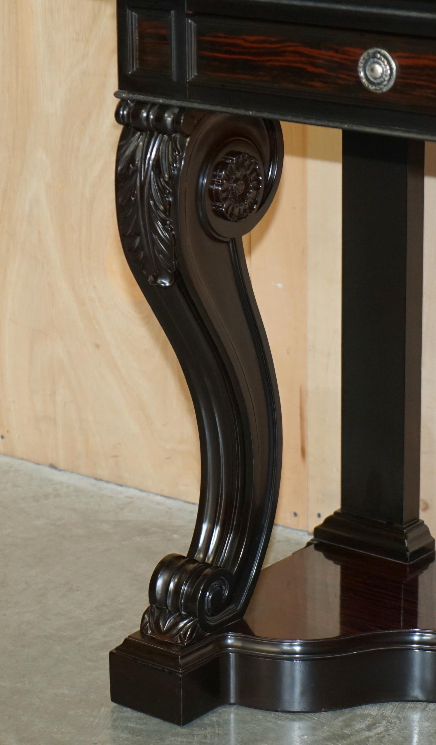 Hand-Crafted RALPH LAUREN CLIVEDON AMERiCAN HARDWOOD MACASSAR & MARBLE CONSOLE TABLE For Sale