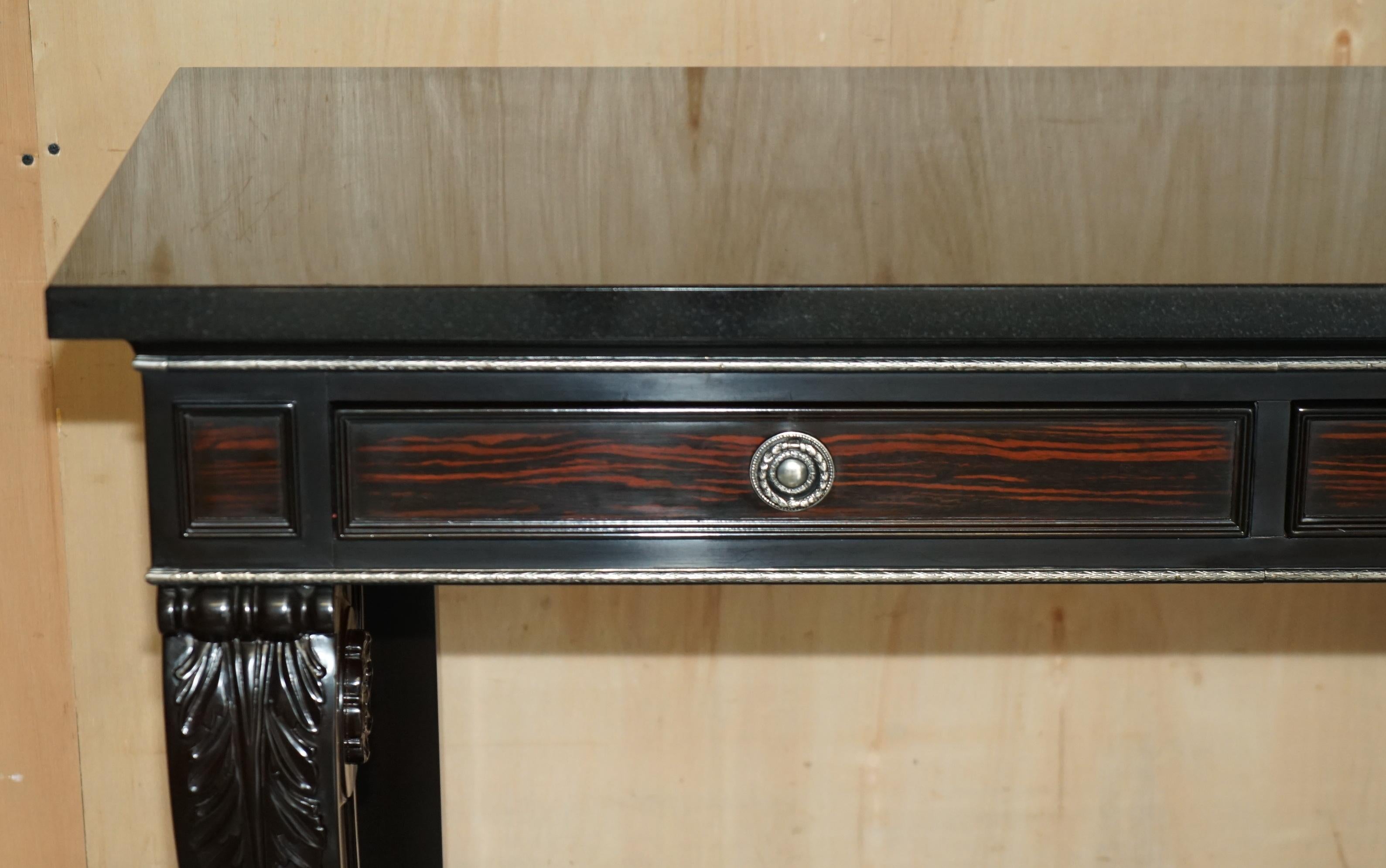 20th Century RALPH LAUREN CLIVEDON AMERiCAN HARDWOOD MACASSAR & MARBLE CONSOLE TABLE For Sale