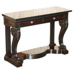 RALPH LAUREN CLIVEDON AMERiCAN HARDWOOD MACASSAR & MARBLE CONSOLE TABLE