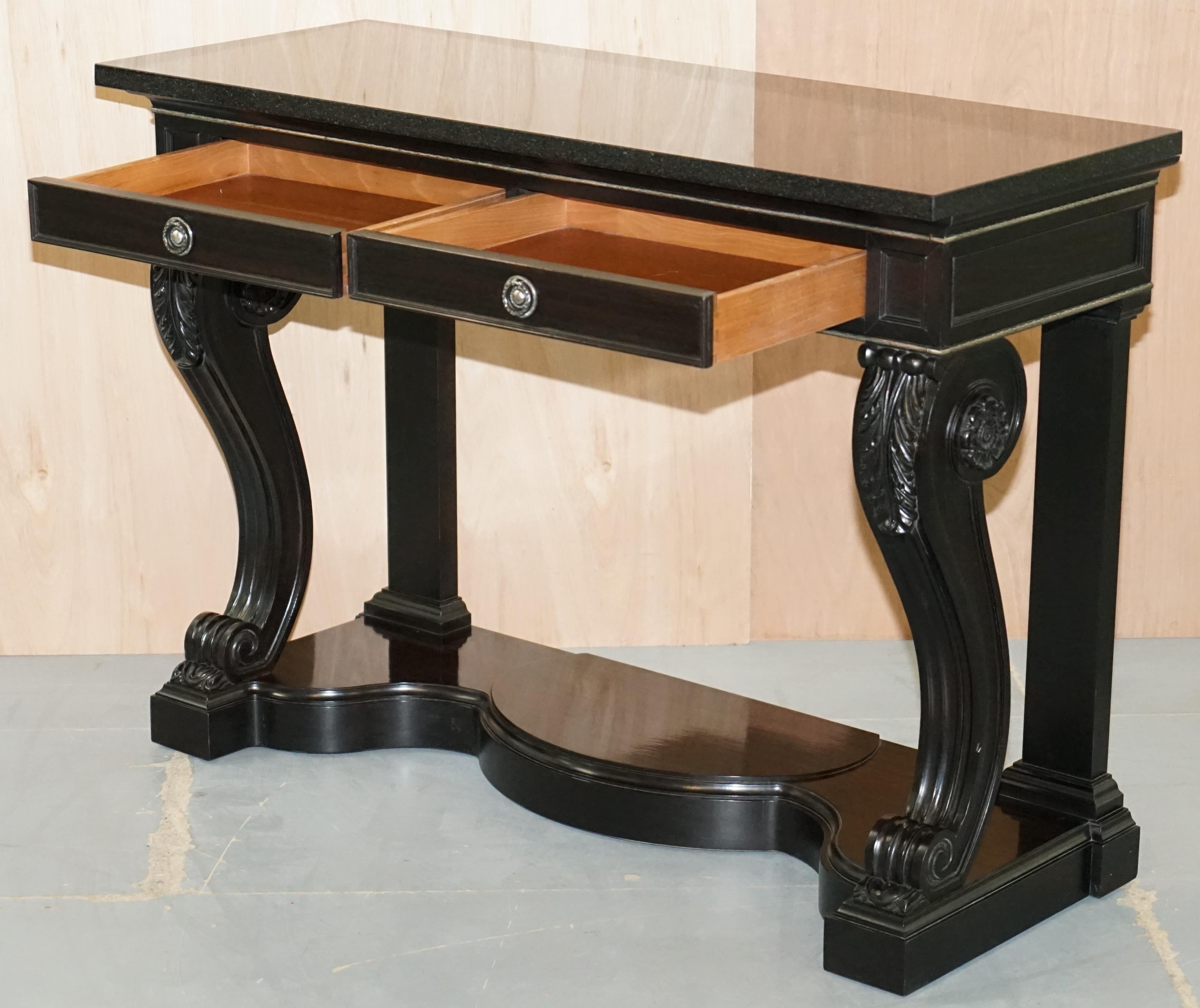Ralph Lauren Clivedon Console Table Macassar Wood and Marble Top 10