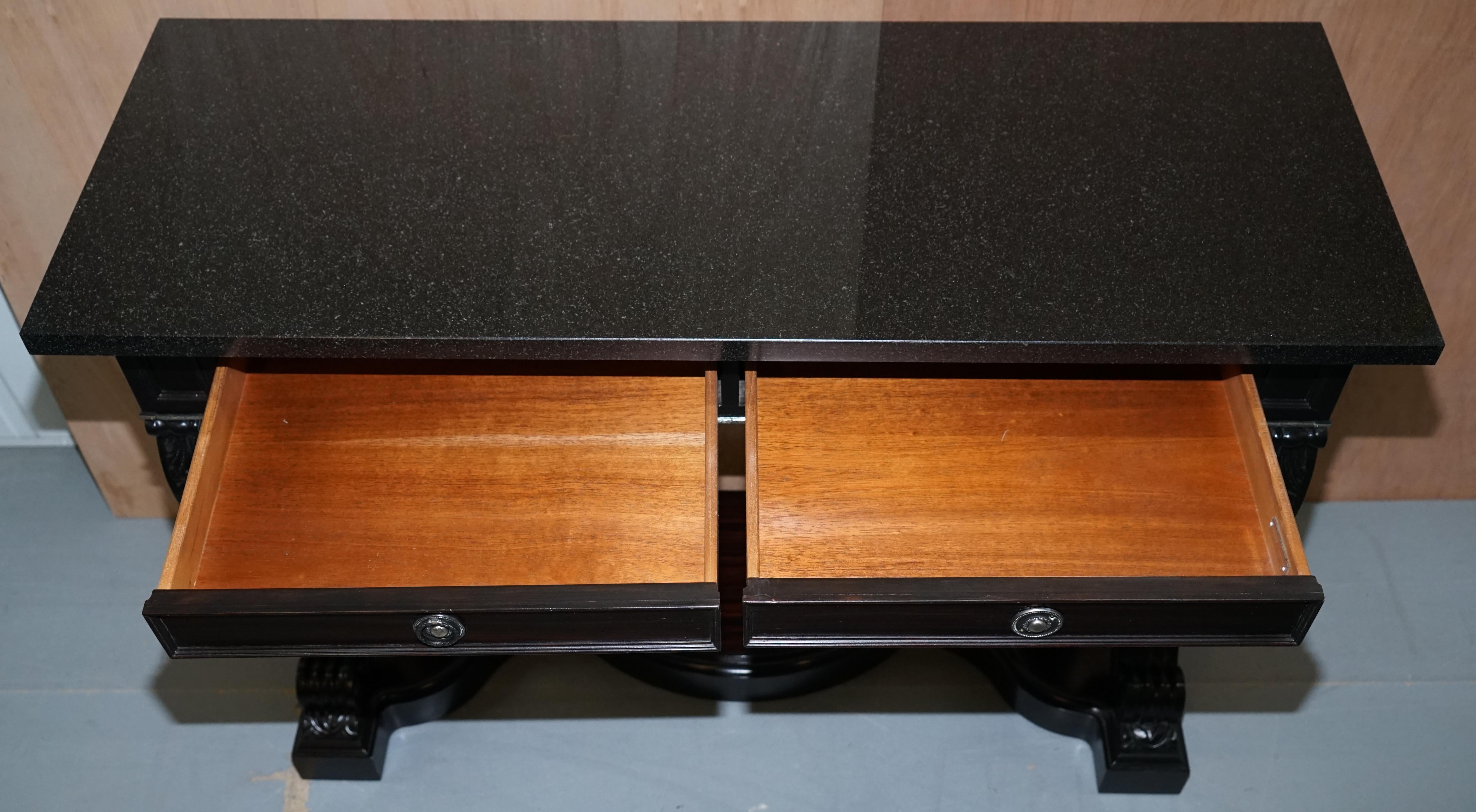 Ralph Lauren Clivedon Console Table Macassar Wood and Marble Top 10