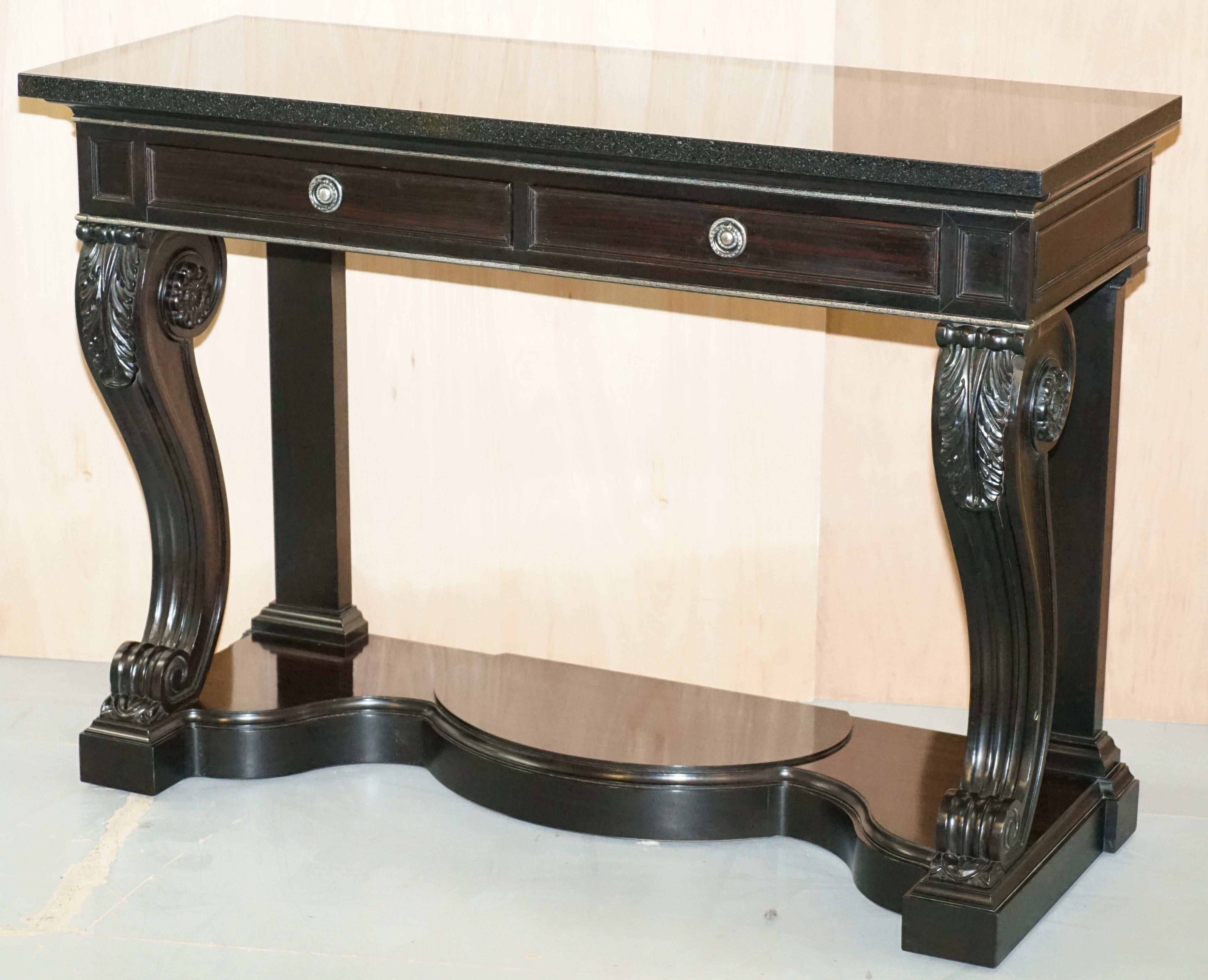 Ralph Lauren Clivedon Console Table Macassar Wood and Marble Top at 1stDibs
