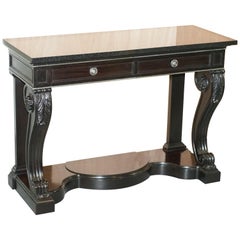 Ralph Lauren Clivedon Console Table Macassar Wood and Marble Top
