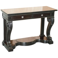 Ralph Lauren Clivedon Table Console Bois de Macassar et dessus en marbre