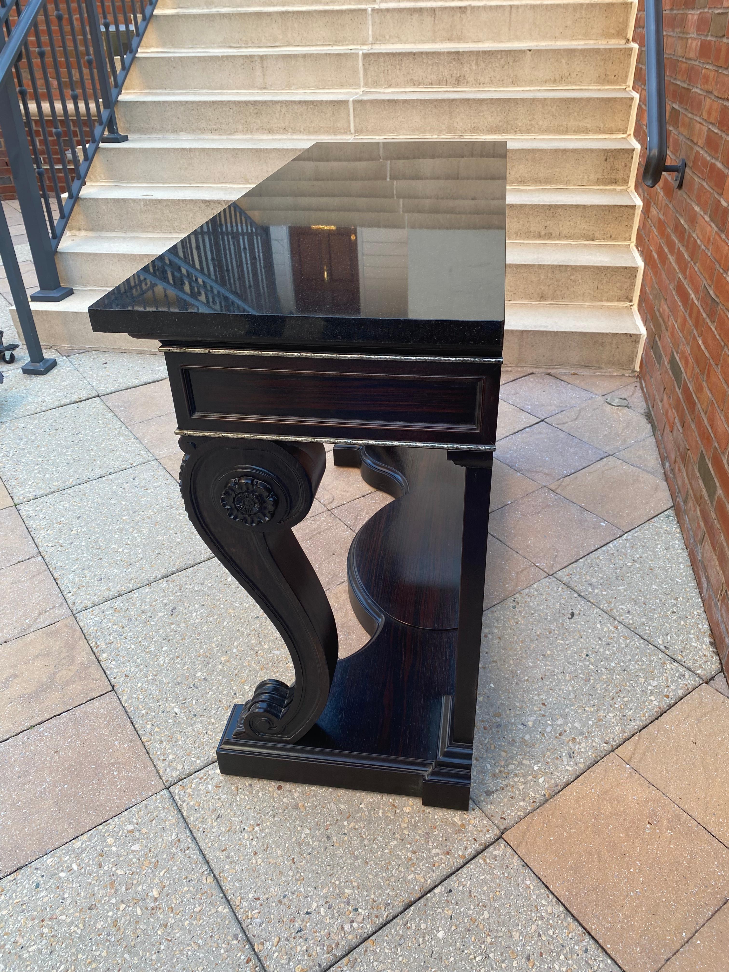 Ralph Lauren Clivedon Macassar and Marble Console Table In Good Condition In Hopewell, NJ