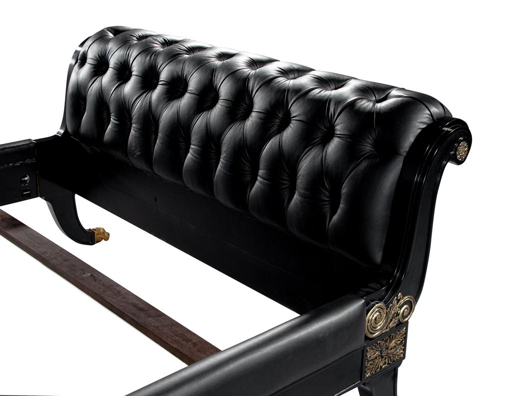 Ralph Lauren Clivedon Tufted Black Leather Bed Queen Size For Sale 3