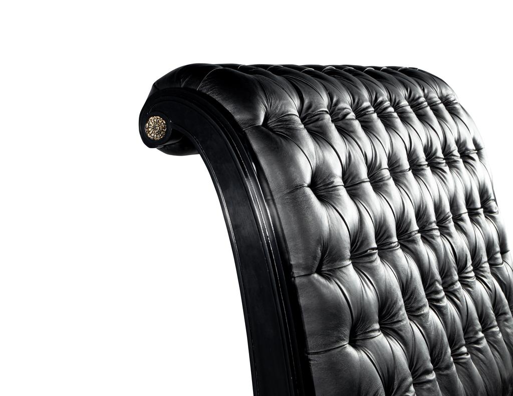 Ralph Lauren Clivedon Tufted Black Leather Bed Queen Size For Sale 6