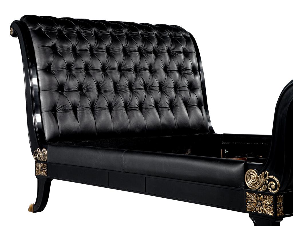 Ralph Lauren Clivedon Tufted Black Leather Bed Queen Size For Sale 7