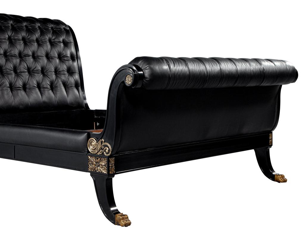 Ralph Lauren Clivedon Tufted Black Leather Bed Queen Size For Sale 8