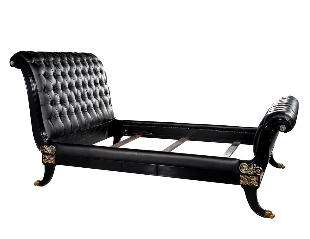 Ralph Lauren Clivedon Tufted Black Leather Bed Queen Size For Sale 9
