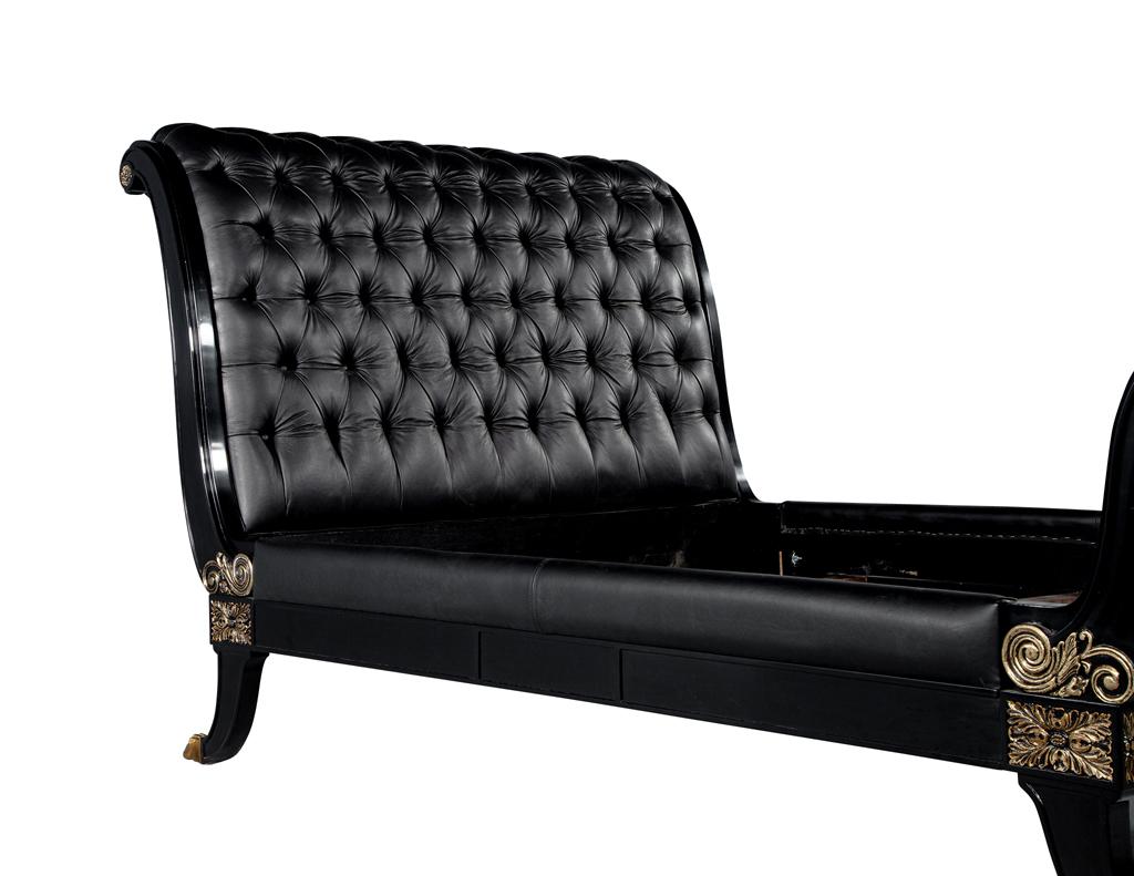 Ralph Lauren Clivedon Tufted Black Leather Bed Queen Size For Sale 11