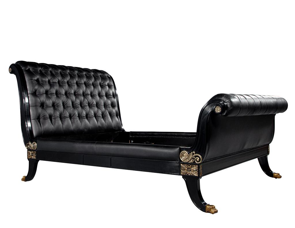 Ralph Lauren Clivedon Tufted Black Leather Bed Queen Size For Sale 12