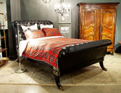 Ralph Lauren Clivedon Tufted Black Leather Bed Queen Size