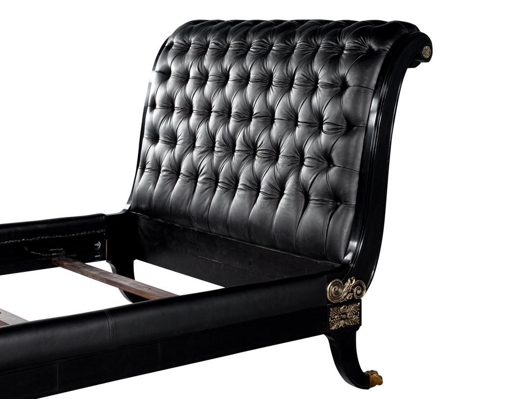 Ralph Lauren Clivedon Tufted Black Leather Bed Queen Size For Sale 2