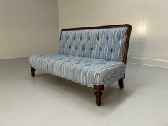 Ralph Lauren "Clivedon" Tufted Sofa - In Blue Stripe Fabric