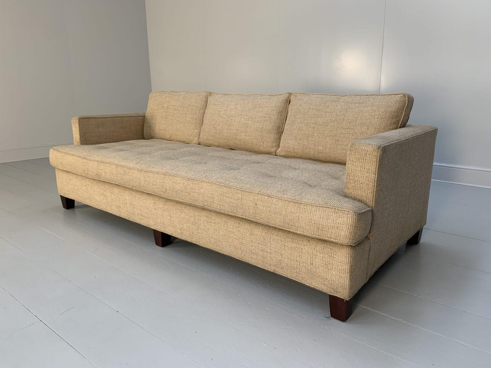 Contemporary Ralph Lauren “Club” 3-Seat Sofa – In Woven Wool For Sale