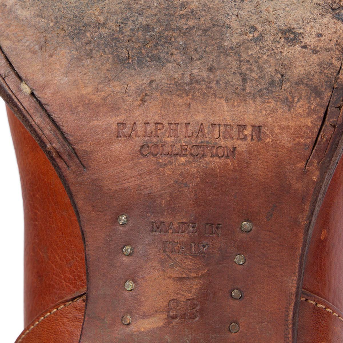 Women's RALPH LAUREN cognac brown leather HARNESS COWBOY Boots Shoes 8 B
