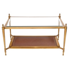 Ralph Lauren Cognac Leather and Brass Coffee Table