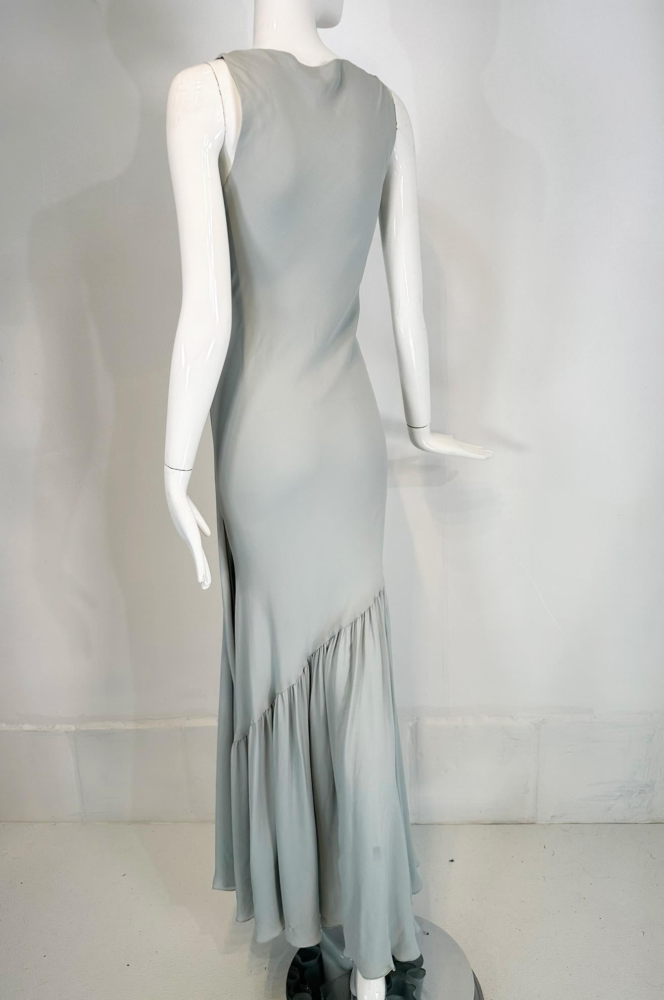 Ralph Lauren Collection 1930s Inspired Pale Blue Silk Crepe Bias Cut  Gown  2 For Sale 5